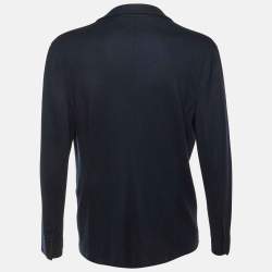 Pre Owned Giorgio Armani Navy Blue Cashmere Button Front Blazer XL