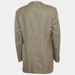 Pre Owned Giorgio Armani Beige/Black Houndstooth Regular Fit Blazer XL