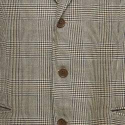 Pre Owned Giorgio Armani Beige/Black Houndstooth Regular Fit Blazer XL