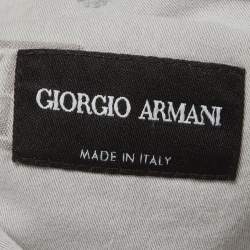 Pre Owned Giorgio Armani Sage Green Gabardine Pleated Cropped Trouser L