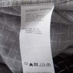 Giorgio Armani Black Misplaced Square Printed Cotton Button Front Shirt L