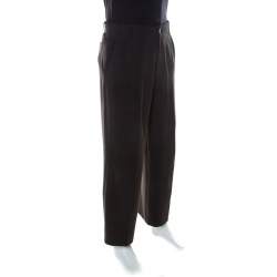 Pre Owned Giorgio Armani Brown Pleat Front Trousers L