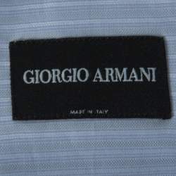 Giorgio Armani Pale Blue Striped Cotton Button Front Shirt XXL 