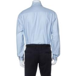Giorgio Armani Pale Blue Striped Cotton Button Front Shirt XXL 