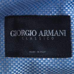 Pre Owned Giorgio Armani Classico Light Blue Cotton Woven Long Sleeve Shirt 3XL