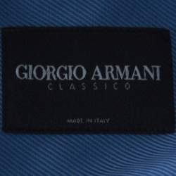Pre Owned Giorgio Armani Classico Blue Diagonal Pin Stripe Cotton Full Sleeve Shirt 3XL