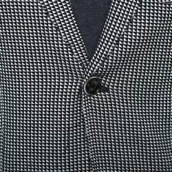 Giorgio Armani Monochrome Geometric Pattern Jersey Blazer L