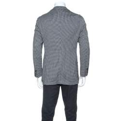 Giorgio Armani Monochrome Geometric Pattern Jersey Blazer L