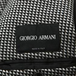 Giorgio Armani Monochrome Geometric Pattern Jersey Blazer L