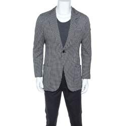 Giorgio Armani Monochrome Geometric Pattern Jersey Blazer L