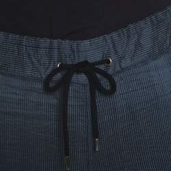 Pre Owned Giorgio Armani Grey Fantasia Striped Linen Seersucker Trousers S