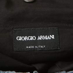 Pre Owned Giorgio Armani Grey Fantasia Striped Linen Seersucker Trousers S