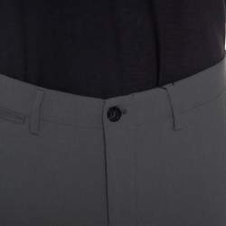 Pre Owned Giorgio Armani Grey Wool Straight Fit Trousers M  