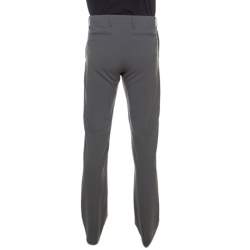 Pre Owned Giorgio Armani Grey Wool Straight Fit Trousers M  