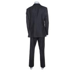 Giorgio Armani Grey Wool Trader Blu Suit 3XL