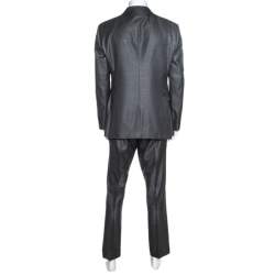 Giorgio Armani Grey Wool Silk Blend Trader Blu Suit 3XL