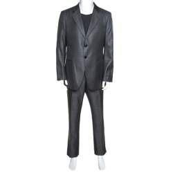 Giorgio Armani Grey Wool Silk Blend Trader Blu Suit 3XL