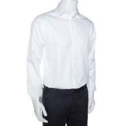 Giorgio Armani White Cotton Luxury Fit Button Front Shirt L