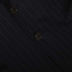 Pre Owned Giorgio Armani Black Pinstripe Wool Two Buttoned Blazer L