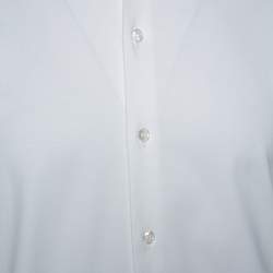 Giorgio Armani Off White Cotton Jersey Button Front Shirt M