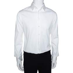 Giorgio Armani Off White Cotton Jersey Button Front Shirt M