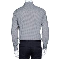Giorgio Armani Monochrome Check Print Cotton Long Sleeve Shirt M