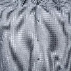 Giorgio Armani Monochrome Check Print Cotton Long Sleeve Shirt M
