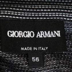 Giorgio Armani Black Silk & Cotton Stripe Pattern Knit Polo T-Shirt 3XL