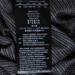 Giorgio Armani Black Silk & Cotton Stripe Pattern Knit Polo T-Shirt 3XL