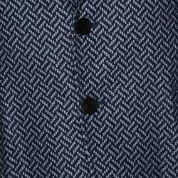 Pre Owned Giorgio Armani Navy Blue Zig Zag Print Textured Knit Jacket XL