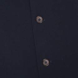 Giorgio Armani Navy Blue Stretch Wool Button Front Jacket XXL