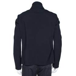 Giorgio Armani Navy Blue Stretch Wool Button Front Jacket XXL