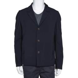 Giorgio Armani Navy Blue Stretch Wool Button Front Jacket XXL