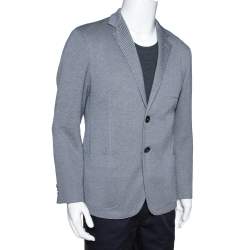 Giorgio Armani Monochrome Patterned Knit Upton Blazer XXL