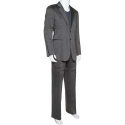 Giorgio Armani Grey Pin Striped Linen & Silk Tailored Suit XXL