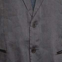 Giorgio Armani Grey Pin Striped Linen & Silk Tailored Suit XXL