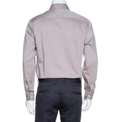 Pre Owned Giorgio Armani Brown Diagonal Striped Cotton Long Sleeve Shirt M