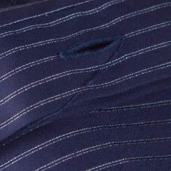 Pre Owned Giorgio Armani Navy Blue Pinstriped Cotton Long Sleeve Shirt M
