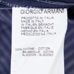 Pre Owned Giorgio Armani Navy Blue Pinstriped Cotton Long Sleeve Shirt M