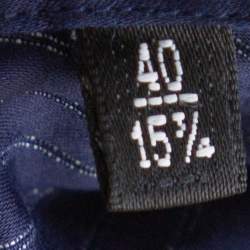 Pre Owned Giorgio Armani Navy Blue Pinstriped Cotton Long Sleeve Shirt M