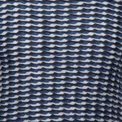 Pre Owned Giorgio Armani Navy Blue Textured Knit Fitted Crew Neck T-Shirt XL