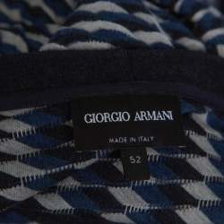 Pre Owned Giorgio Armani Navy Blue Textured Knit Fitted Crew Neck T-Shirt XL
