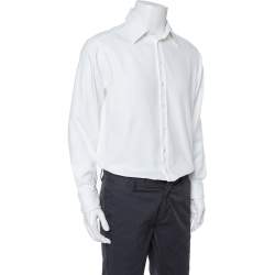 Pre Owned Giorgio Armani White Cotton French Cuff Dress Shirt L
