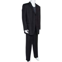 Giorgio Armani Borgo 21 Black Wool Pinstriped Suit 4XL