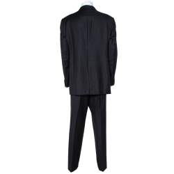 Giorgio Armani Borgo 21 Black Wool Pinstriped Suit 4XL