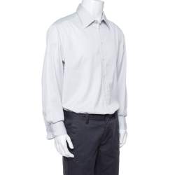Pre Owned Giorgio Armani Pale Grey Cotton French Cuff Long Sleeve Shirt 3XL