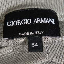 Giorgio Armani Grey Chevron Knit Short Sleeve Sweater 2XL