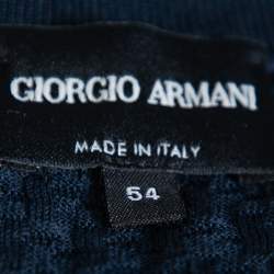 Giorgio Armani Navy Blue Jaquard Knit V-Neck Sweater XXL