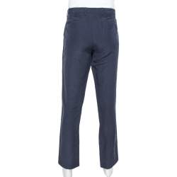 Giorgio Armani Navy Blue Flax & Silk Classic Trousers 4XL