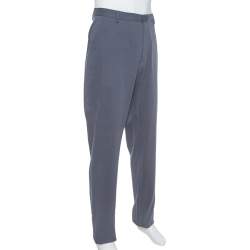 Giorgio Armani Navy Blue Textured Cotton Classic Trousers 4XL
